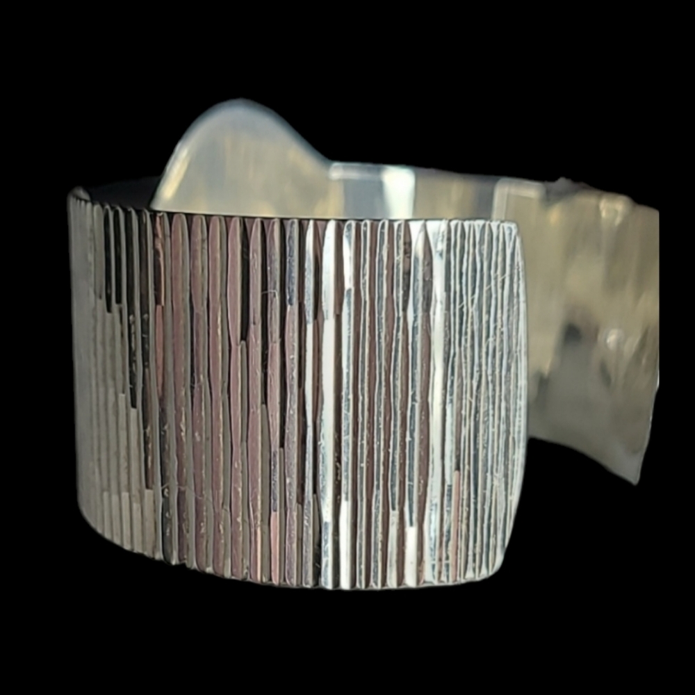 TAXCO Sterling Silver 925 Rare Wave Cuff Bracelet Vintage 6.75" Adjustable - Picture 3 of 10
